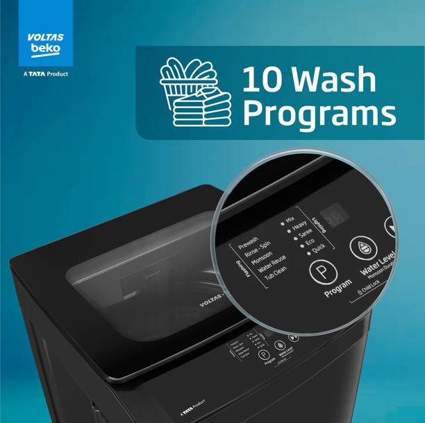 Voltas Beko 7 kg Fully Automatic Top Load Washing Machine Black  (WTL70UPGC/JPCPOD)