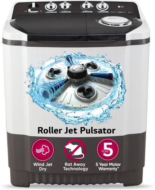 LG 8 kg 5 Star with Roller Jet Pulsator with Soak, Wind Jet Dry and Rat Away, 6 Kg (Spin Tub Capacity), Semi Automatic Top Load Washing Machine Multicolor