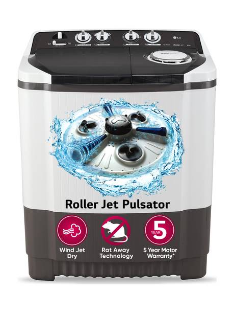LG 8 kg 5 Star with Roller Jet Pulsator with Soak, Wind Jet Dry and Rat Away, 6 Kg (Spin Tub Capacity), Semi Automatic Top Load Washing Machine Multicolor