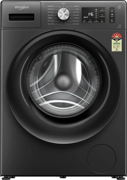 Whirlpool 7 kg 5 Star Inverter 100+ Tough Stains, Steam Technology, Fully Automatic Front Load Washing Machine with In-built Heater Grey