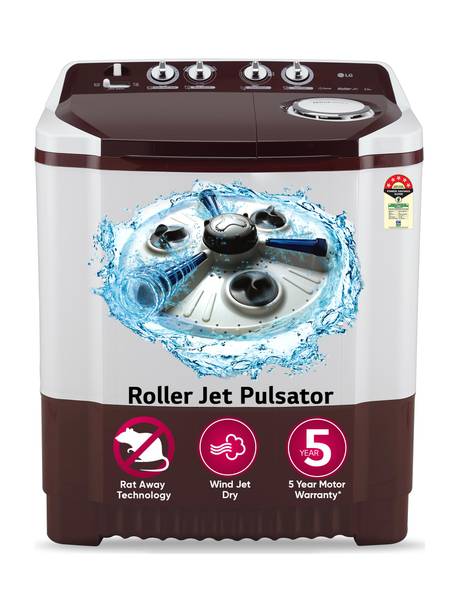 LG 8 kg Semi Automatic Top Load Washing Machine White, Maroon