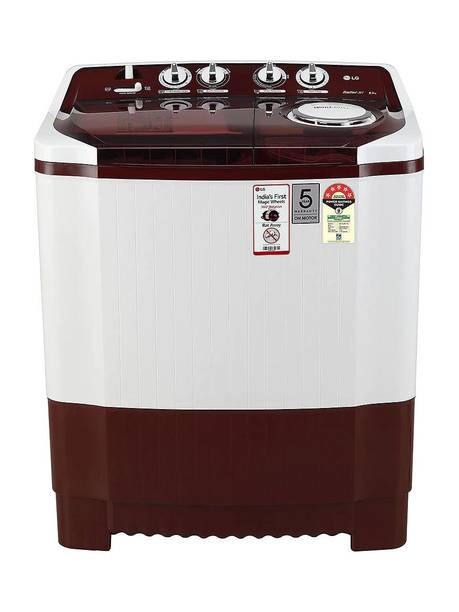 LG 8 kg 5 Star with Roller Jet Pulsator with Soak, Wind Jet Dry and Rat Away, 6 Kg (Spin Tub Capacity) Semi Automatic Top Load Washing Machine Maroon, White