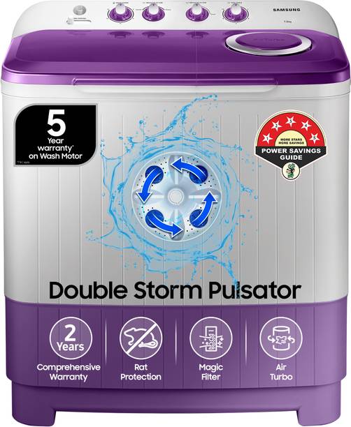 Samsung 7 kg 5 star, Air Turbo Drying Semi Automatic Top Load Washing Machine Grey, Purple