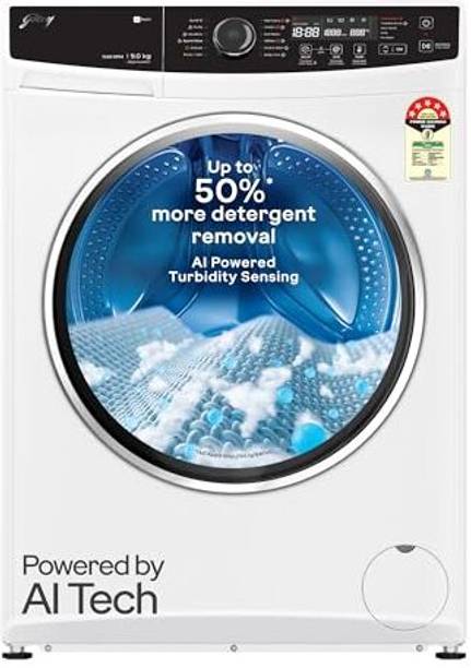 Godrej 9 kg with AI Tech Fully Automatic Front Load Washing Machine with In-built Heater White, Grey