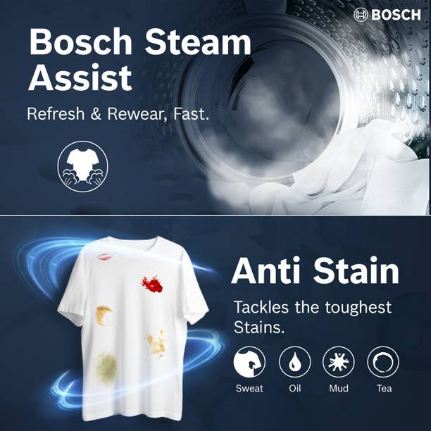 BOSCH 9 kg Fully Automatic Front Load Washing Machine with In-built Heater Silver