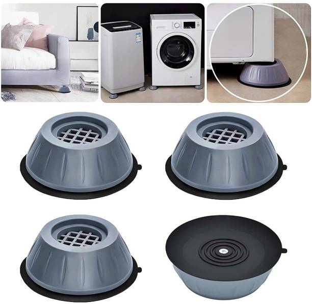 डलुसी Washer Dryer Anti-Vibration Pads with Suction Cup Feet, Washing Machine, Fridge, and Furniture Leveling Feet – Anti-Walk Shock Absorber & Lifting Base (4 pcs) वाशिंग मशीन ट्रॉली