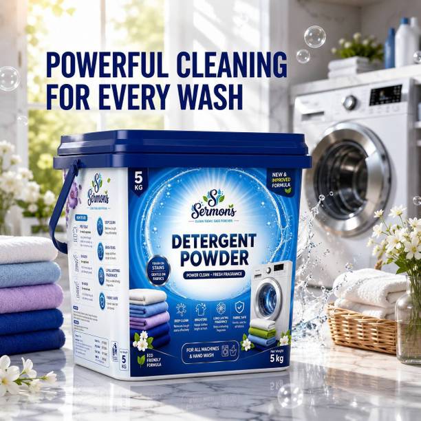 Sermons Washing Powder 5 kg for Top & Front Load Detergent Powder (ACTIVE FRESH)