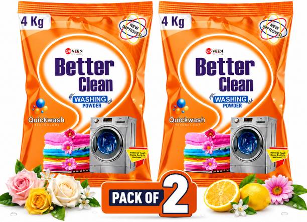 Orveen Better Clean Washing Powder 8 Kg | For Top Load & Front Load Washing Machine Detergent Powder (Active Fresh)