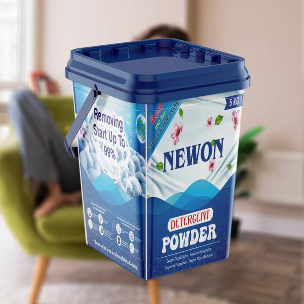 NEWON High-Power Detergent Powder 5Kg| Preserve Fabrics Shine | Color Safe Detergent Powder (Active Fresh)
