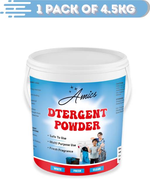 Amics High Foam Blue Detergent Powder 4.5 kg Tough Stain Remover Detergent Powder (Fresh)