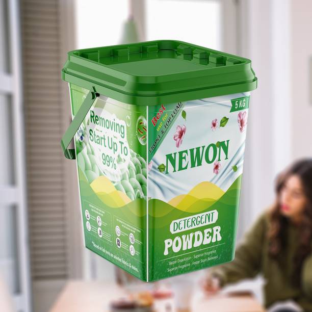 NEWON GREEN-ZINNIA Detergent Powder 5Kg| Preserve Fabrics Shine | Color Safe Detergent Powder (Active Fresh)