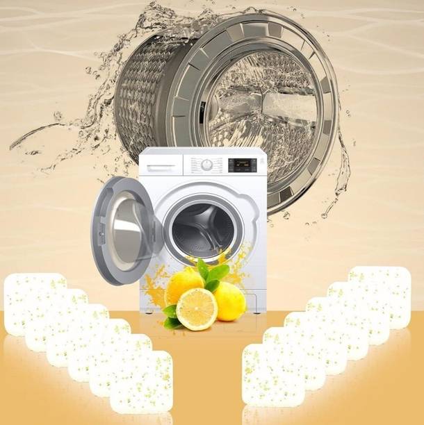 axxl Washing Machine Cleaner 32 Pcs Tablets Front Load & Top Load Safe No Residue Detergent Powder (lemon)