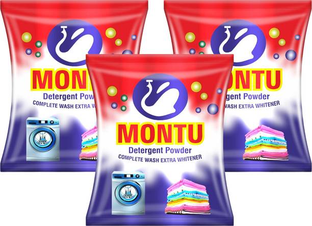 MONTU Detergent Powder/Surf For Top Load Laundry Refreshing ( Pack Of 3 Combo) Detergent Powder (Lime & Lemon Fragrance For 8 Hours)