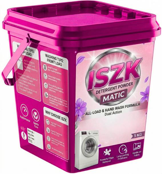 ISZK Detergent Powder 5kg Ultra Wash Powerful Detergent Powder with Fresh Fragrance Detergent Powder (ROSE)