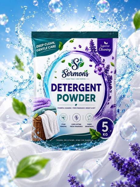 Sermons Matic Wash Detergent Powder 5kg Dissolves Easily, Color Safe Detergent Powder5Kg Detergent Powder (Active Fresh)