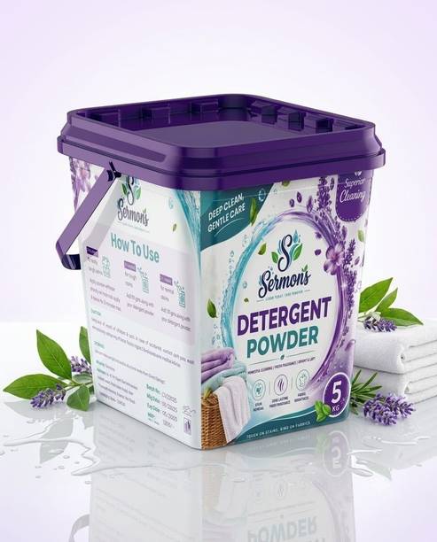 Sermons Detergent Powder 5kg Dissolves Easily, Color Safe (Active Fresh) (5 kg) Detergent Powder (Active Fresh)