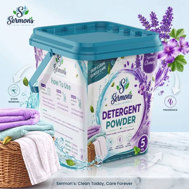 Sermons Matic Wash Detergent Powder 5kg Dissolves Easily, Color Safe Detergent Powder (Active Fresh)