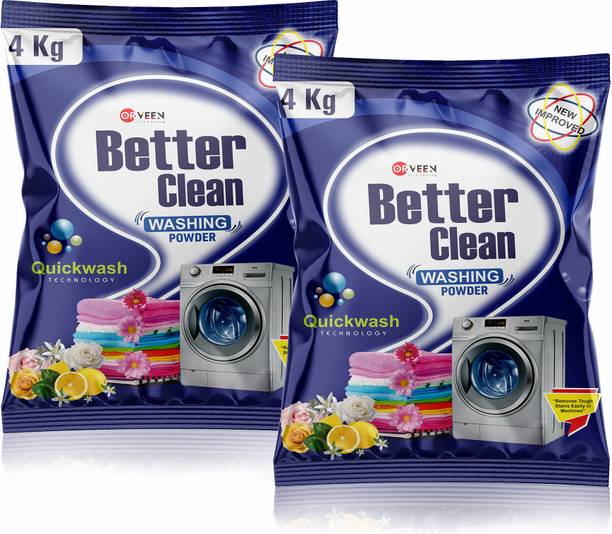 Orveen Better Clean Washing Powder 8Kg | for top & front Load Machine, More Efficient Detergent Powder (Original Scent)