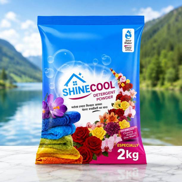 SHINECOOL 2kg detergent powder powerful cleaning/laundry powder / rose Detergent Powder (Rose)