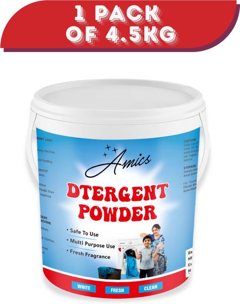 Amics Power Wash Blue Detergent Powder 4.5 kg Bucket Pack Detergent Powder (Fresh)