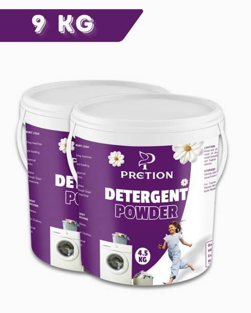 PRETION Turbo Clean Laundry Detergent Powder 9 kg Fabric Bright Wash Detergent Powder (Fresh)