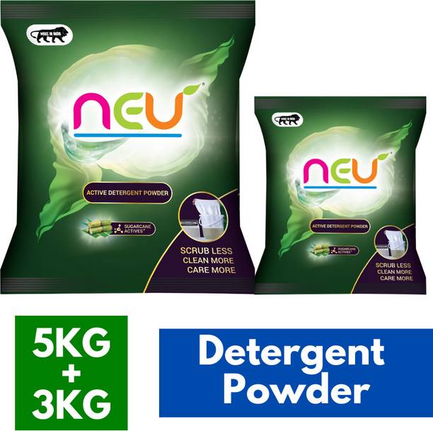 NEU Sugarcane power detergent washing powder Super Value Pack 8KG [5KG+3KG] Detergent Powder 8 kg