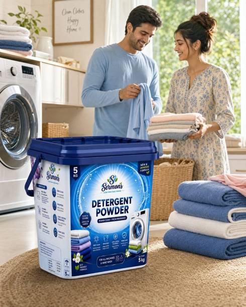 Sermons Washing Powder 5 kg for Top & Front Load Detergent Powder (ACTIVE FRESH) (5 kg) Detergent Powder (ACTIVE FRESH)