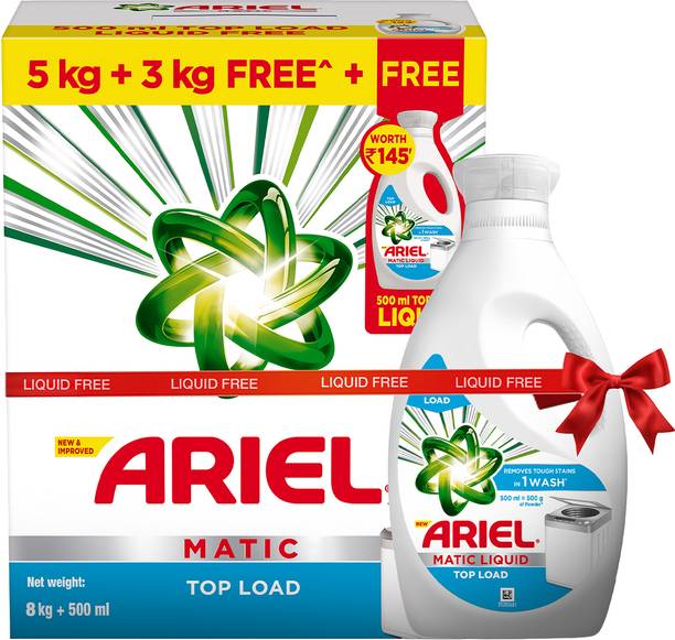 Ariel Matic Detergent Powder Top Load- 8kg+500ml Liquid...