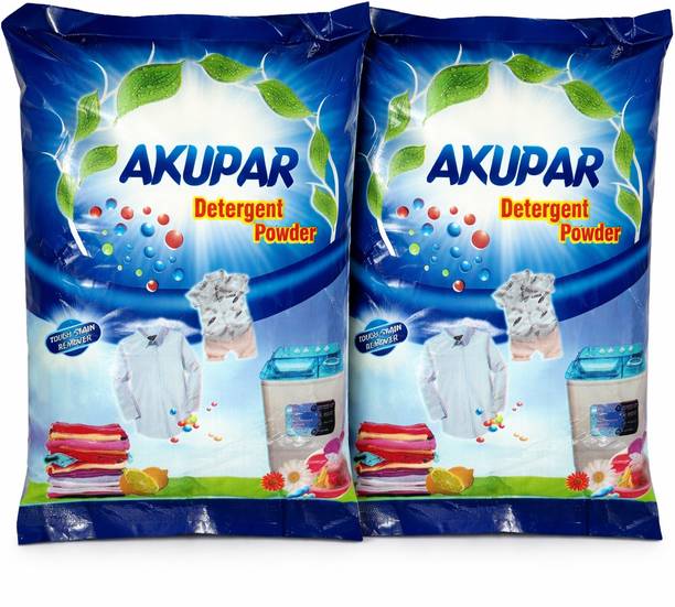 AKUPAR Premium Quality Detergent Powder for Tough Stain- Removal 2KG (Pack of 2) Detergent Powder (Rose)