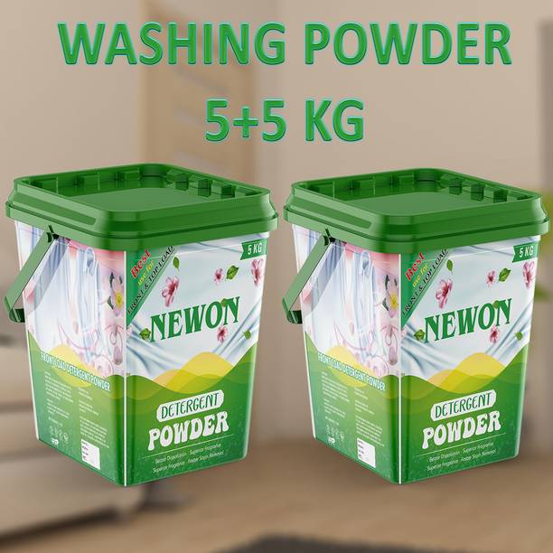 NEWON GREEN__WHITE Detergent Powder 5+5 kg | Dissolves Easily, Color Safe Detergent Powder (Active Fresh)