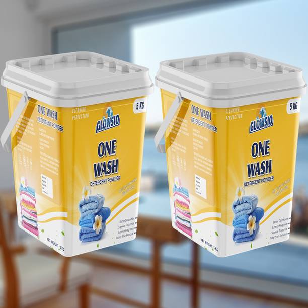 GLOWSIO ONE--WASH--Detergent Powder 5+5 Kg | Dissolves Easily, Color Safe Detergent Powder