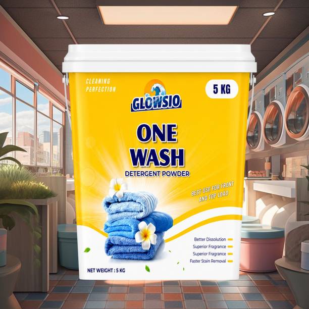 GLOWSIO ONE-WASH_Detergent Powder 5Kg| Preserve Fabrics Shine, Detergent Powder (ACTIVE FRESH)