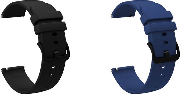 ACM WSM25M22BKDBL2744 Pack of 2 Watch Strap Silicone Hook 22mm for Syska Polar Sw300 Smartwatch (Black/Dark Blue) Smart Watch Strap