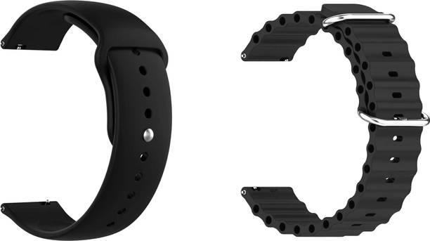 ACM WSM218B20BKBK1409 Pack of 2 Watch Strap Silicone 20mm for Zebronics Zeb-Fit650 Smartwatch (Black) Smart Watch Strap