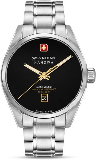 Majestic Pioneer Onyx Dated Black Dial | Swiss Made | Silver Automatic Watch Analog Watch - For Men SMWGL0006204