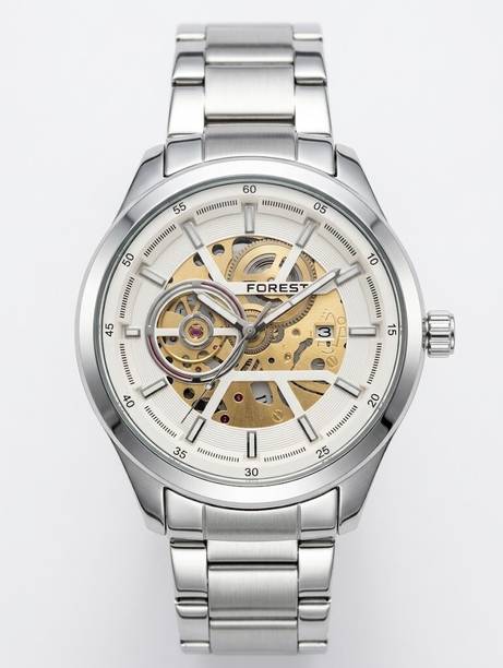 Automatic Skeleton Watch with Stainless Steel Strap Analog Watch  - For Men Automatic Skeleton Mechanical