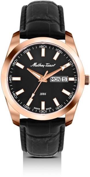 Swiss Made Mathy I Day-Date Quartz Black Dial Analog Watch  - For Men H453PLN