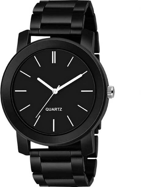 Timeless Elegance: Elevate Your Style with an All-Black Wrist Watch Analog Watch  - For Boys Black-Plated Stainless-Steel Chain Strap Watch for Men