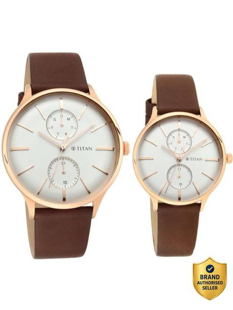 Titan Bandhan Multifunction Silver Dial RoseGold SS Strap Couple Analog Watch  - For Couple SP80079SM01WF,NT9400394203WM01,9400394203WM01,NU9400394203WM01