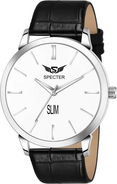 specter Slim Series Round Dial leather Strap Quartz Analog Watch  - For Men