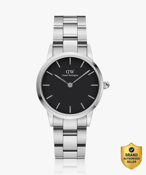 Iconic Link Black color Round - 28 mm diameter Analog Watch  - For Women DW00100208