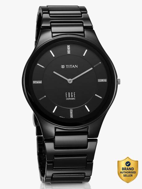 Titan Edge Black Dial Black Ceramic Strap Analog Watch  - For Men NT1696NC12,NU1696NC12