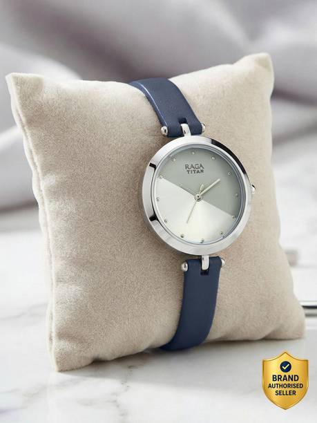 Titan Raga Viva Grey & Silver Dial Blue LeatherStrap Analog Watch  - For Women NT2606SL01,NU2606SL01