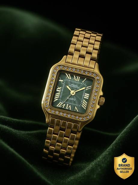 Rhinestone Green Texture Dial | Vintage Collection Women's Gold Analog Watch Analog Watch - For Women FCU11NGM