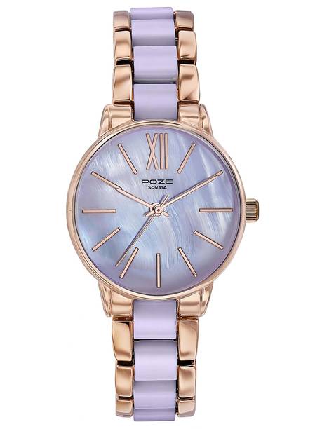 Sonata Poze Color Sway Quartz Purple Round Dial Women's Watch Analog Watch - For Women SP80051KM02W