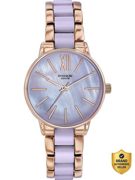 Sonata Poze Color Sway Quartz Purple Round Dial Women's Watch Analog Watch - For Women SP80051KM02W