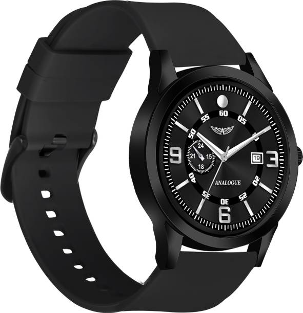 Minimalist Slim Series | Smart Watch Strap | Working Date | 3D Curved Glass Analog Watch  - For Men ANLG-941-BLACK-BLACK