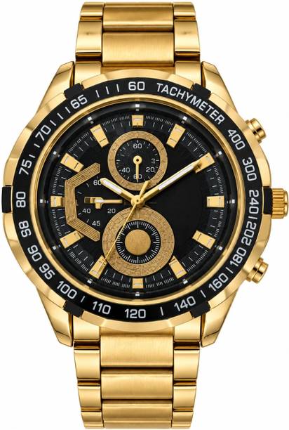 QUANTEX GLOWME Men’s Luxury Gold & Black Chronograph-Style Quartz Watch GLOWME Men’s Luxury Gold & Black Chronograph-Style Quartz Watch Analog Watch  - For Men