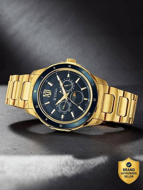 Titan Regalia Multifunction Emerald Green Dial Gold SS Strap Analog Watch - For Men NT1584SM04,NT9400194201WM01,1584SM04,NU1584SM04,NU1688KM05