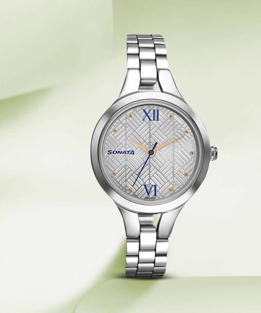 Sonata Workwear Silver Dial Silver Stainless Steel Strap Analog Watch - For Women NT8151SM06,NU8151SM06
